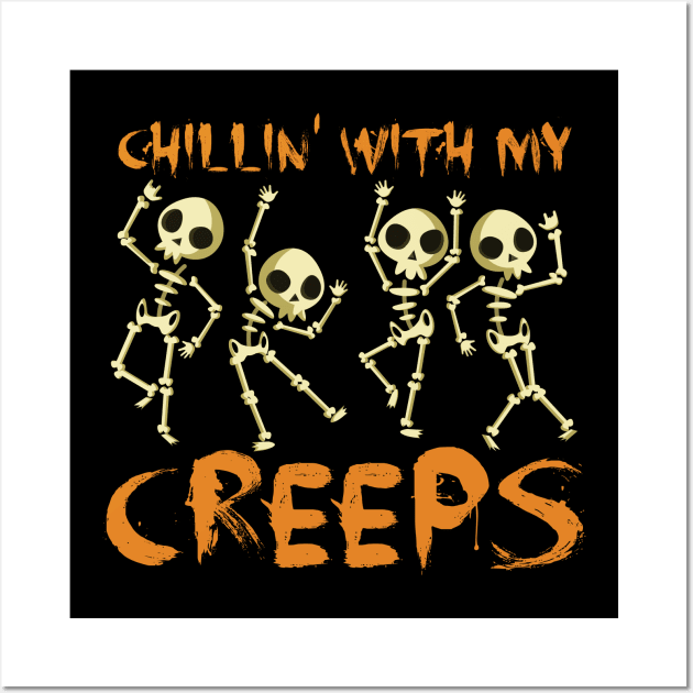 Chillin With My Creeps Halloween | Dog Halloween | Halloween gift | Spooky season gifts | Halloween Decor gifts | Funny Halloween Trick or treat | Alien Lovers Halloween | Halloween monsters | Spooky season Wall Art by johnii1422